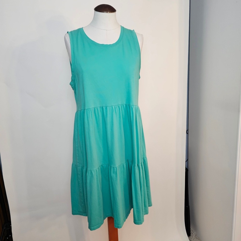 J Crew Women's Sleeveless Tiered Dress - Casual Summer Sundress - Green - M
